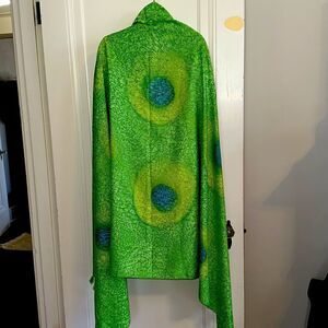 Very large‎ green & blue watercolors polyester wrap/shawl
